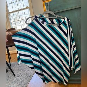Worthington Diagonal Striped Blue and Black Blouse